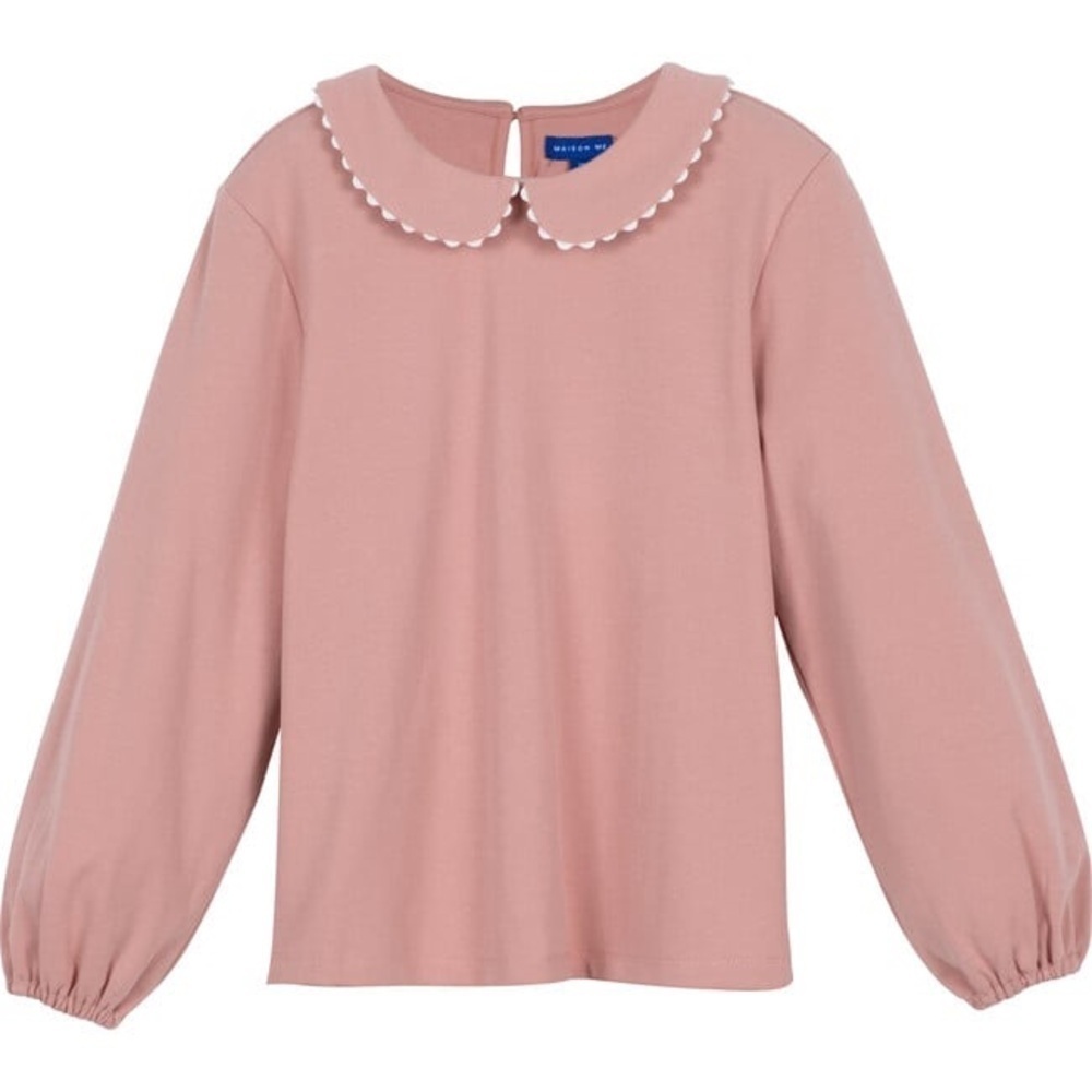 NWT Maison Me Katie Collared Top Dusty Pink